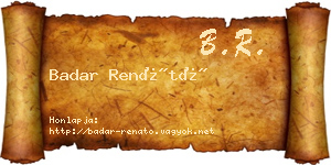 Badar Renátó névjegykártya